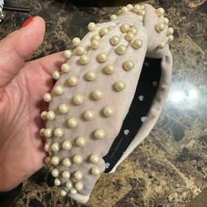 Lele Sadoughi Plush Pearl Velvet Headband